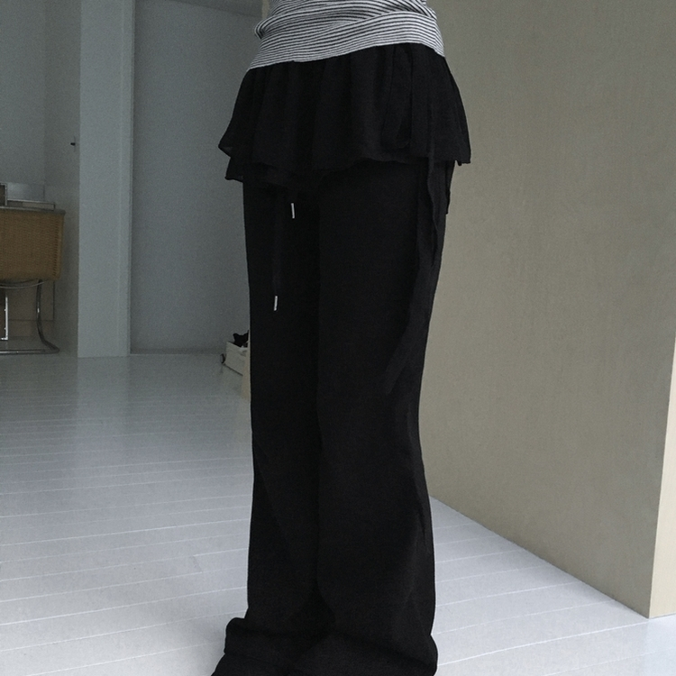 プレッピーレイヤードラップスカート BLACK