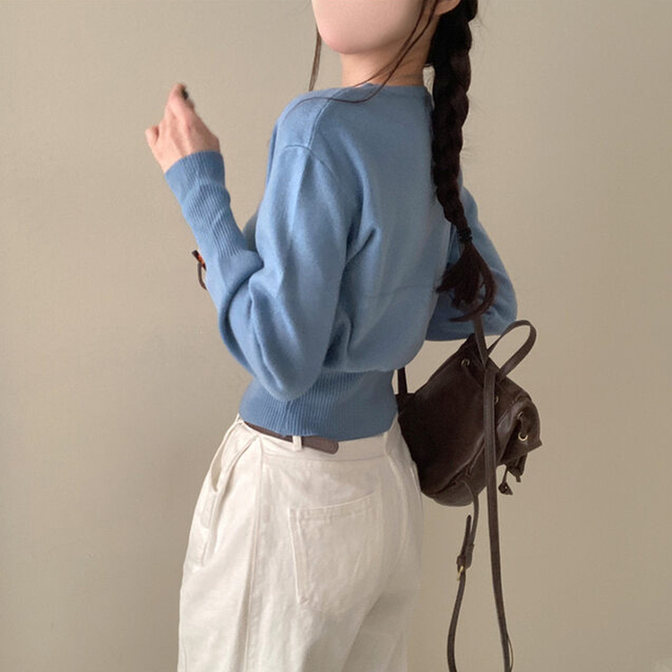 ベーシックVネックニット SKY BLUE