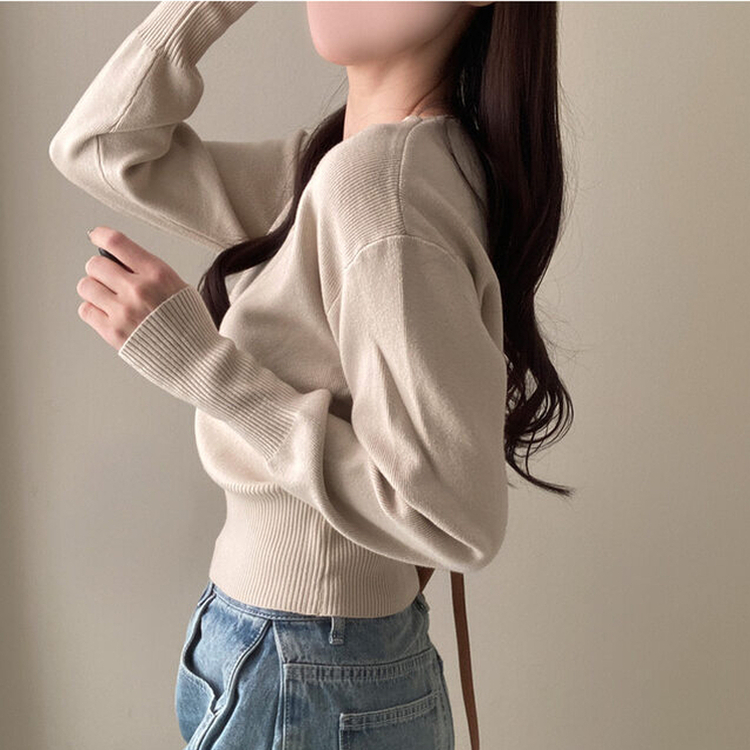 ベーシックVネックニット BEIGE