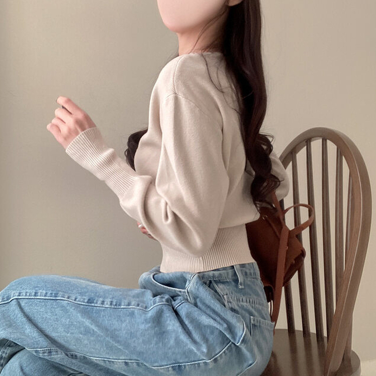 ベーシックVネックニット BEIGE
