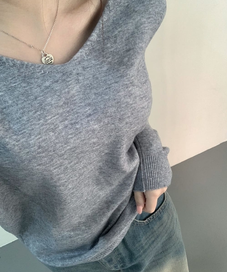ナチュラルフィットVネックニット(5color) GREY