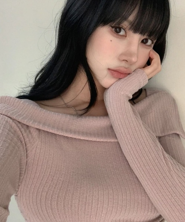 サイドストリングオフショルダーニット PINK