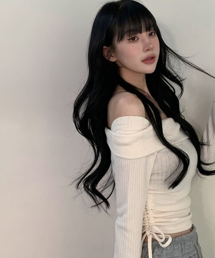 サイドストリングオフショルダーニット IVORY