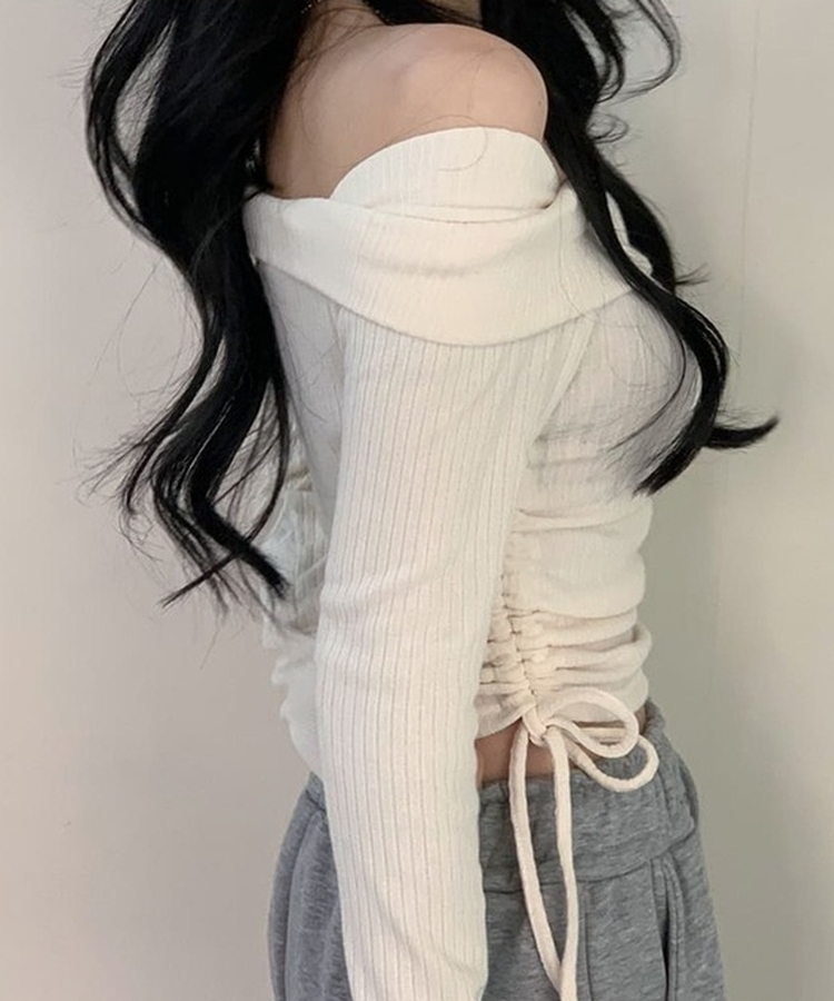 サイドストリングオフショルダーニット IVORY