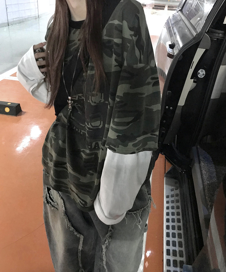 ユーモアデニムワイドバンディングパンツ BLUE