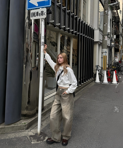 ビンテージスリットワイドデニムパンツ GREY