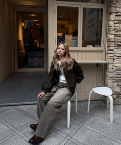 ビンテージスリットワイドデニムパンツ GREY