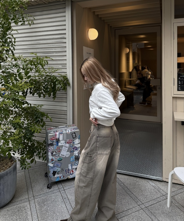 ビンテージスリットワイドデニムパンツ GREY