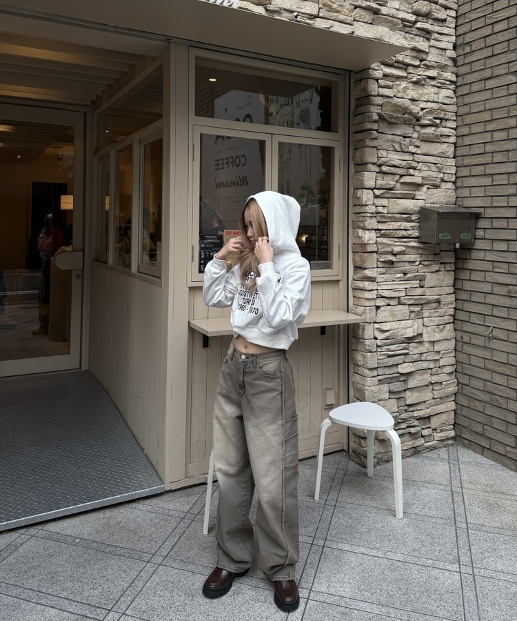 ビンテージスリットワイドデニムパンツ GREY