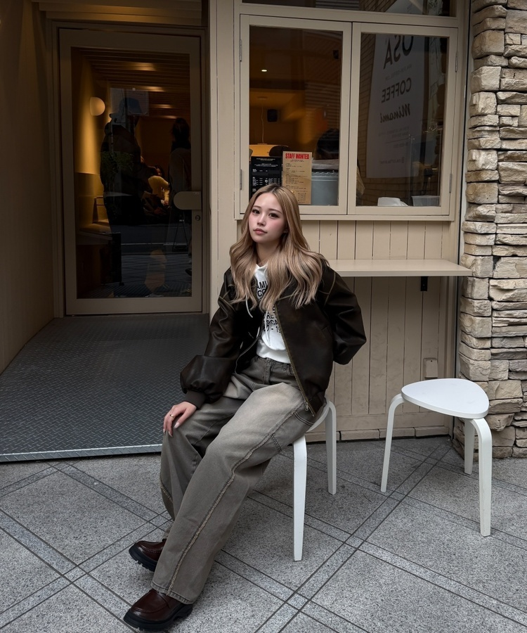 ビンテージスリットワイドデニムパンツ GREY