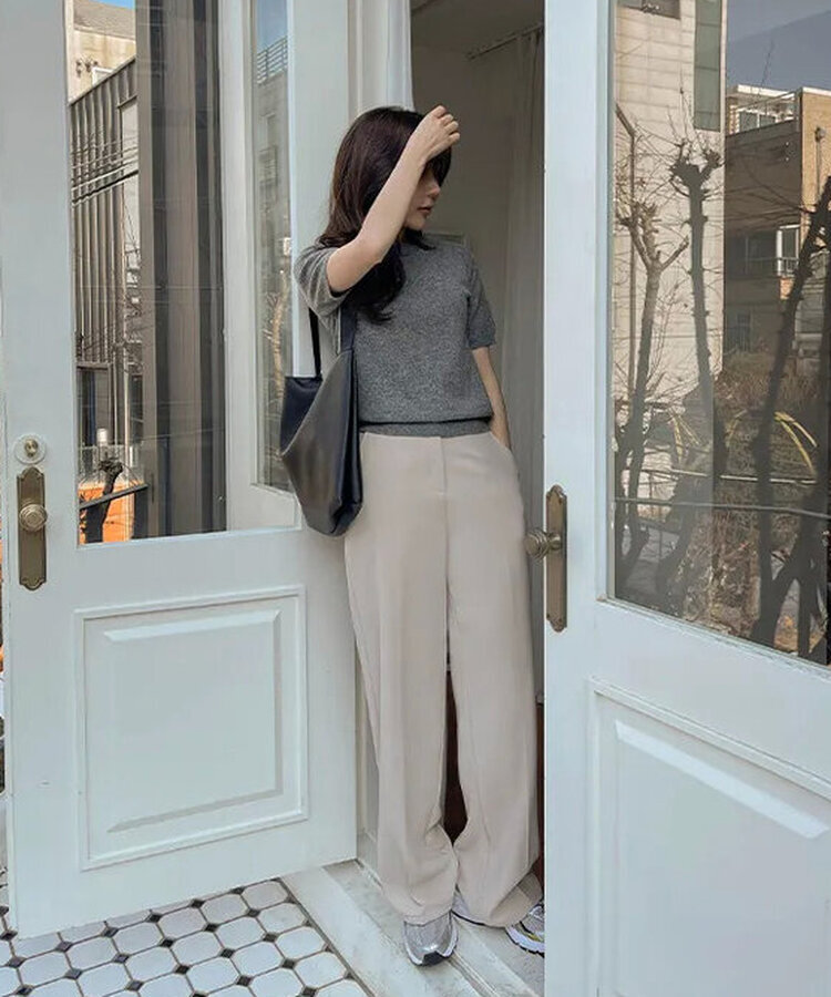 【丈別】バンディングワイドスラックス BEIGE