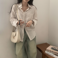 ストライプコットンポケットシャツャツ BEIGE