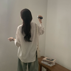 ストライプコットンポケットシャツャツ BEIGE