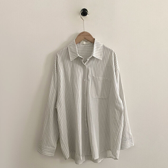 ストライプコットンポケットシャツャツ