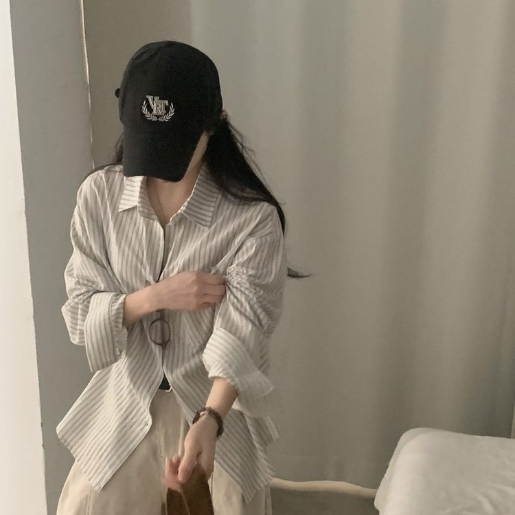 허니 스트라이프 코튼 포켓 오버핏 셔츠남방 3color 블랙