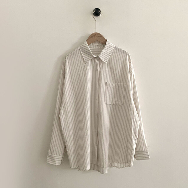 허니 스트라이프 코튼 포켓 오버핏 셔츠남방 3color