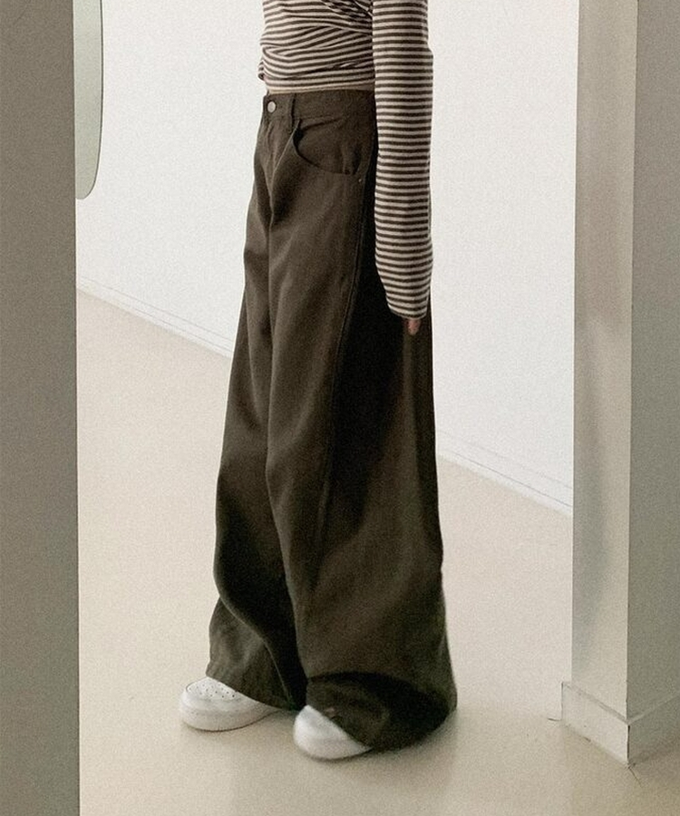 ピンタックバルーンコットンワイドパンツ KHAKI
