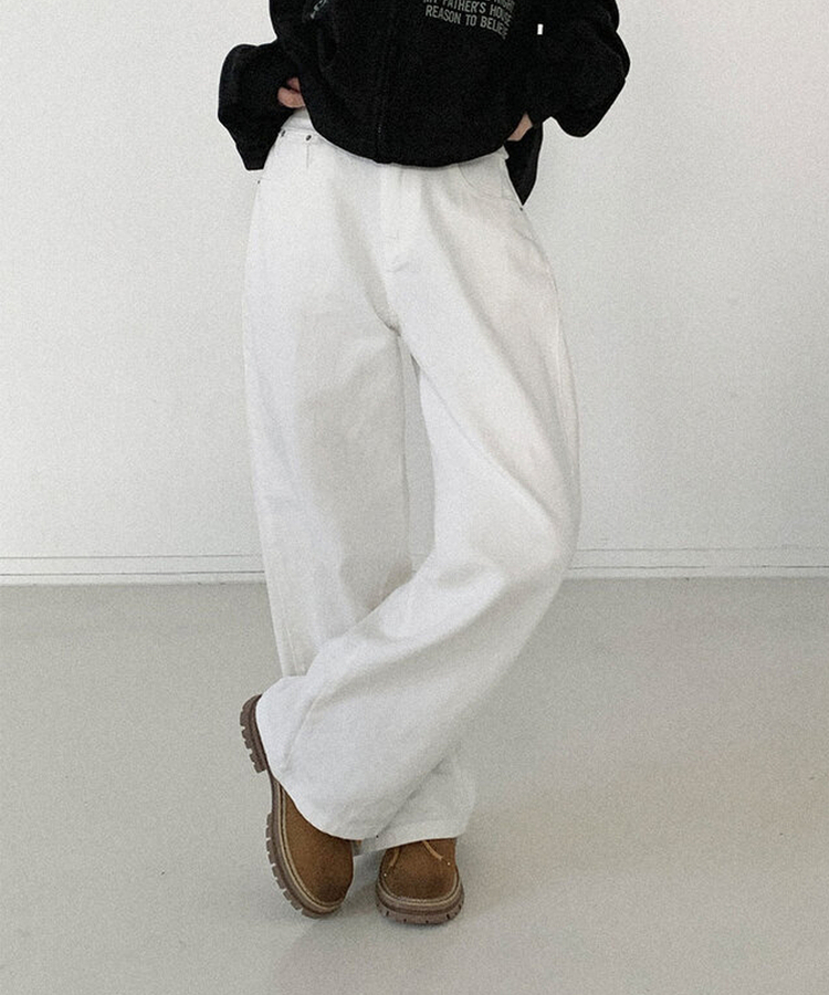 ピンタックバルーンコットンワイドパンツ WHITE