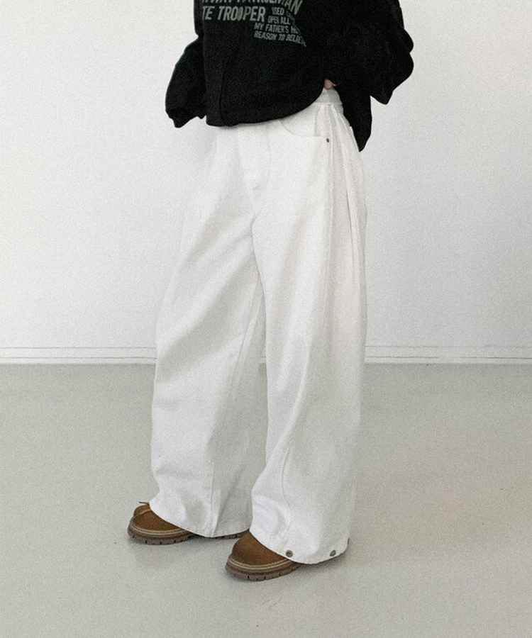 ピンタックバルーンコットンワイドパンツ WHITE