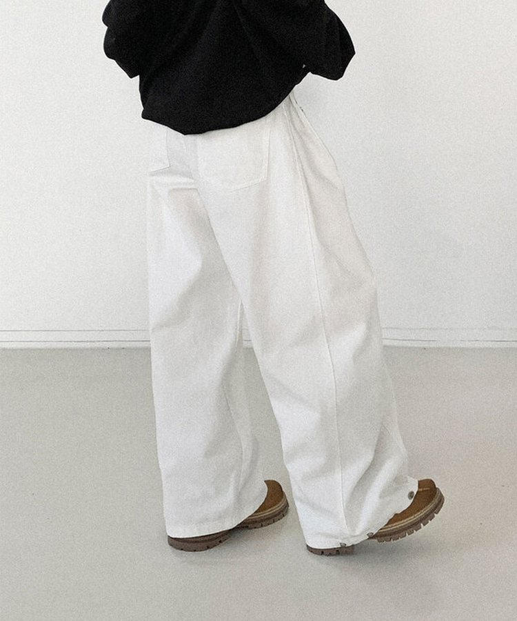 ピンタックバルーンコットンワイドパンツ WHITE