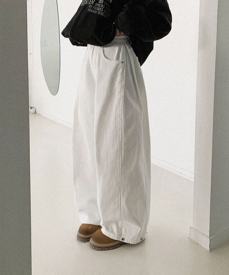 ピンタックバルーンコットンワイドパンツ WHITE