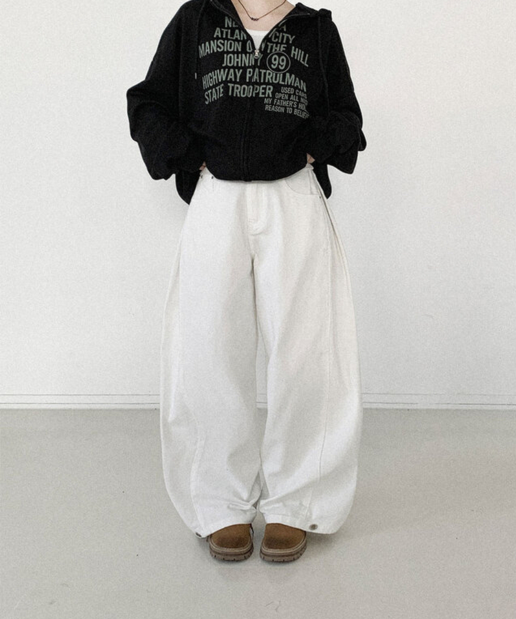 ピンタックバルーンコットンワイドパンツ WHITE
