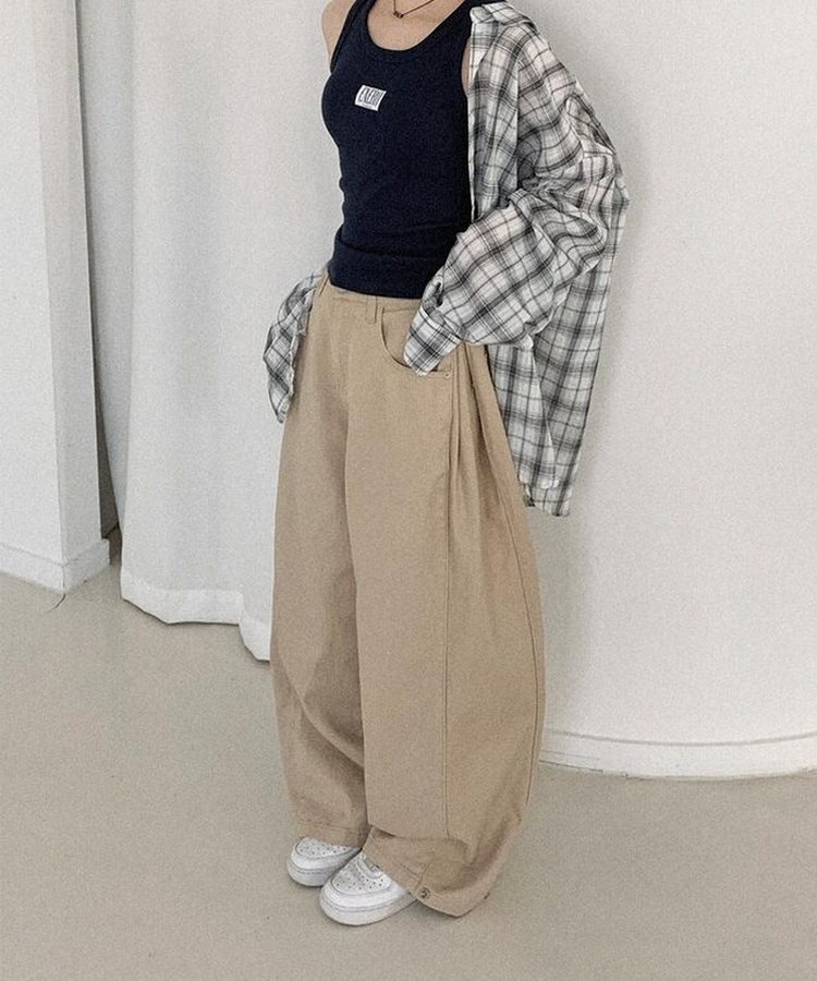 ピンタックバルーンコットンワイドパンツ BEIGE