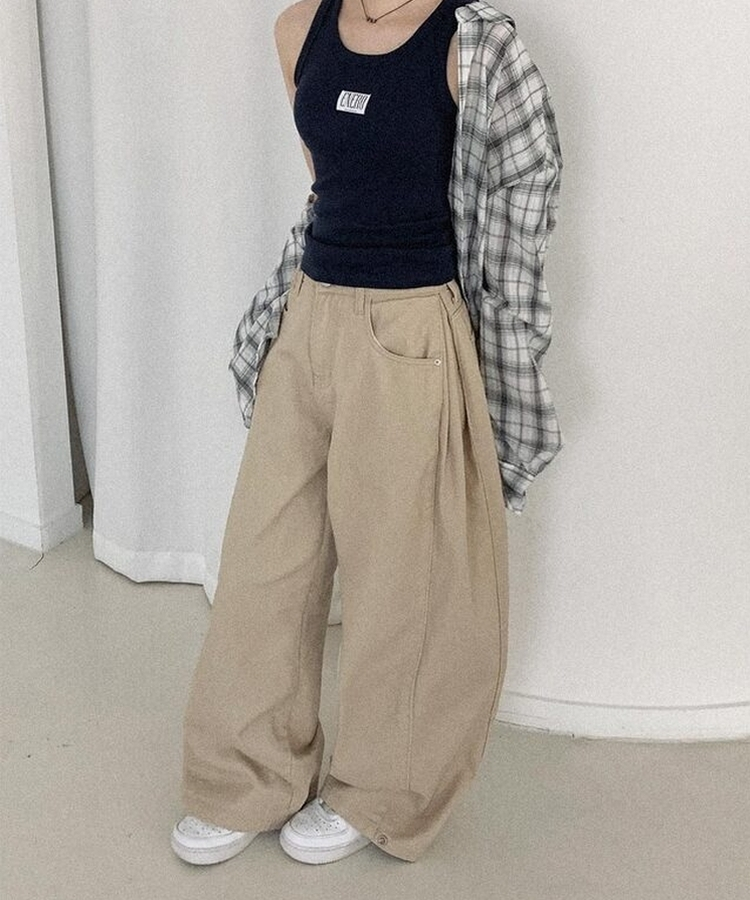ピンタックバルーンコットンワイドパンツ BEIGE