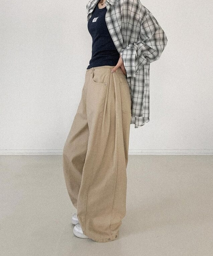 ピンタックバルーンコットンワイドパンツ BEIGE