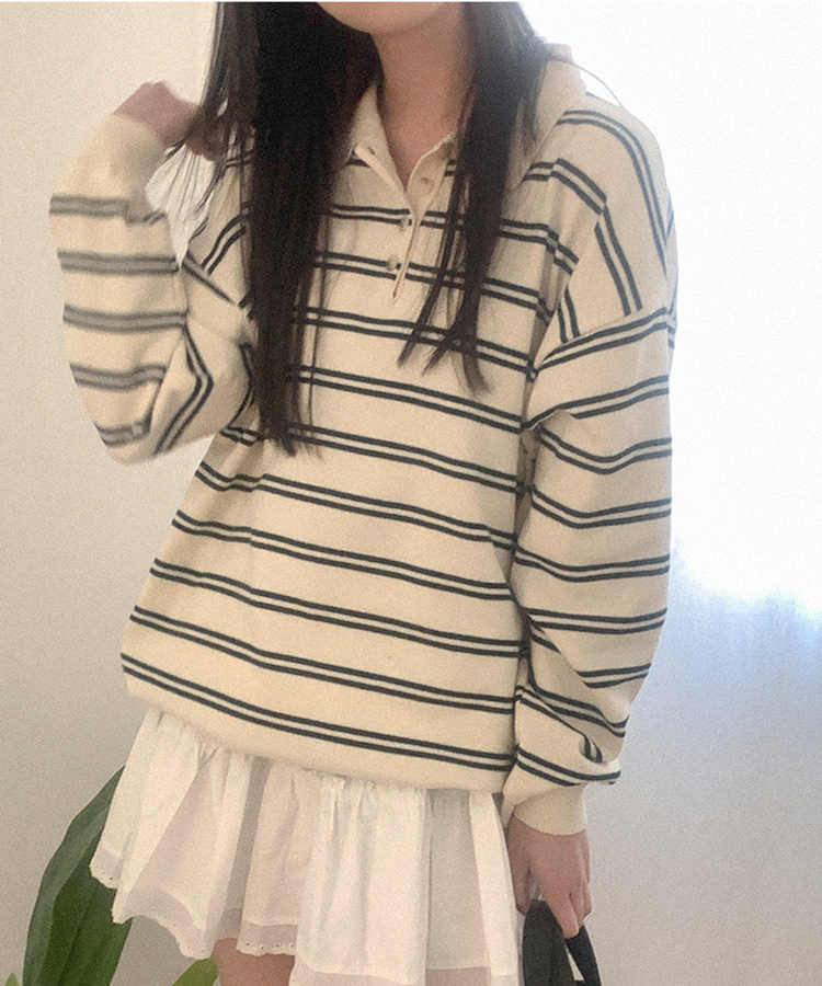ストライプカラーニット(5color) IVORY