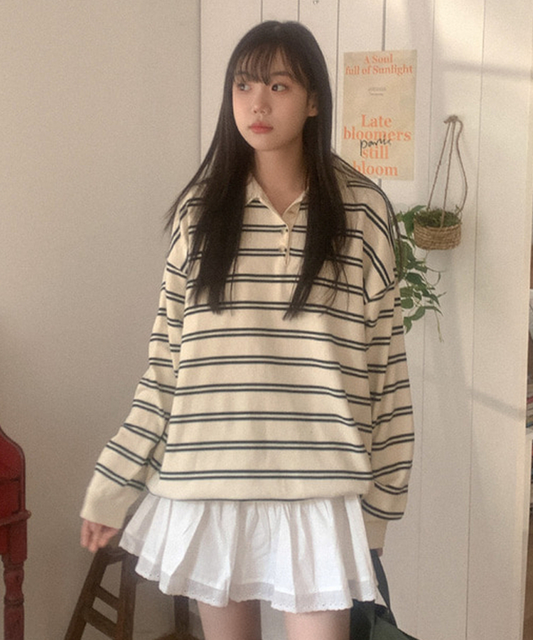 ストライプカラーニット(5color) IVORY