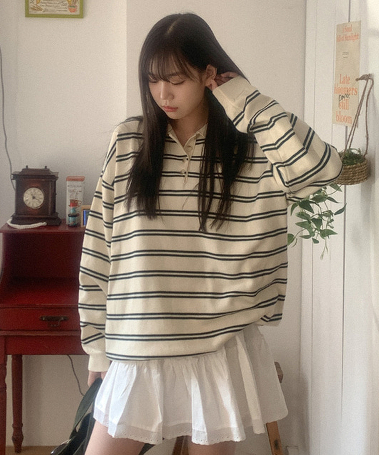 ストライプカラーニット(5color) IVORY
