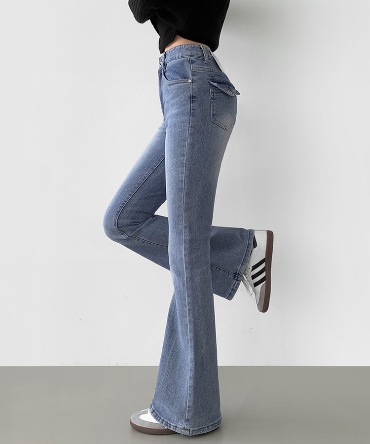 ポケットスパンスリムブーツカットデニムパンツ LIGHT BLUE