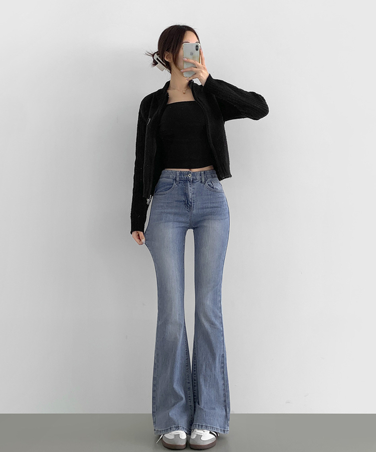 ポケットスパンスリムブーツカットデニムパンツ LIGHT BLUE