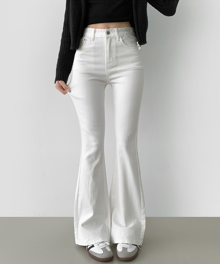 ポケットスパンスリムブーツカットデニムパンツ WHITE