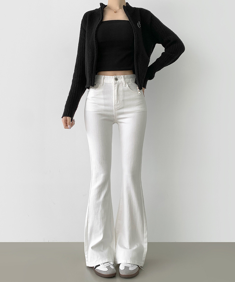 ポケットスパンスリムブーツカットデニムパンツ WHITE