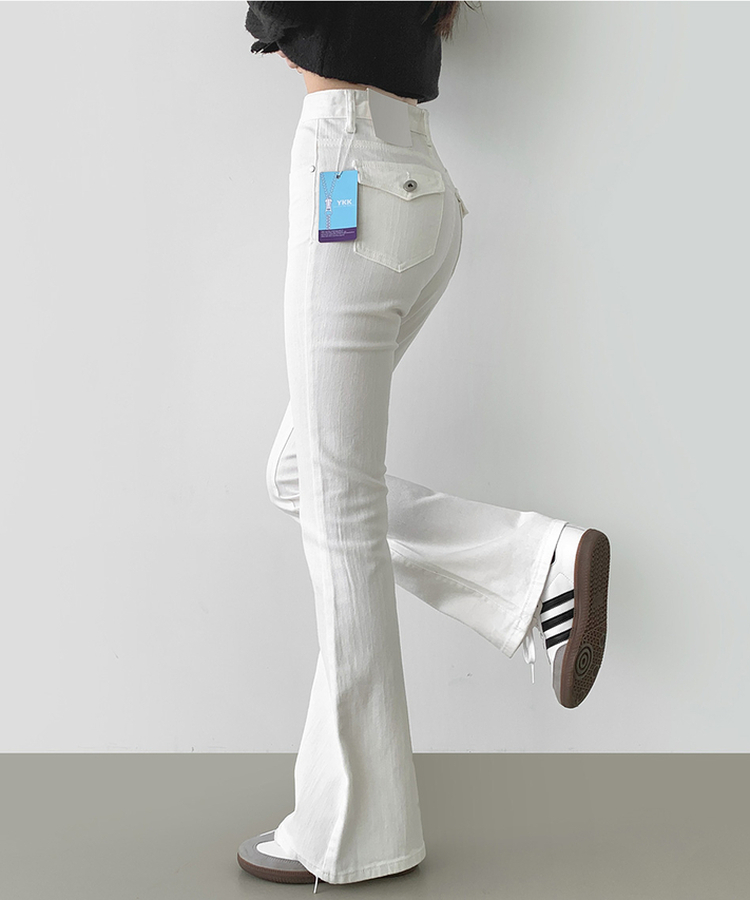 ポケットスパンスリムブーツカットデニムパンツ WHITE
