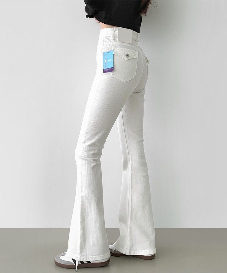 ポケットスパンスリムブーツカットデニムパンツ WHITE