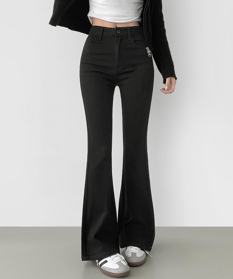 ポケットスパンスリムブーツカットデニムパンツ BLACK