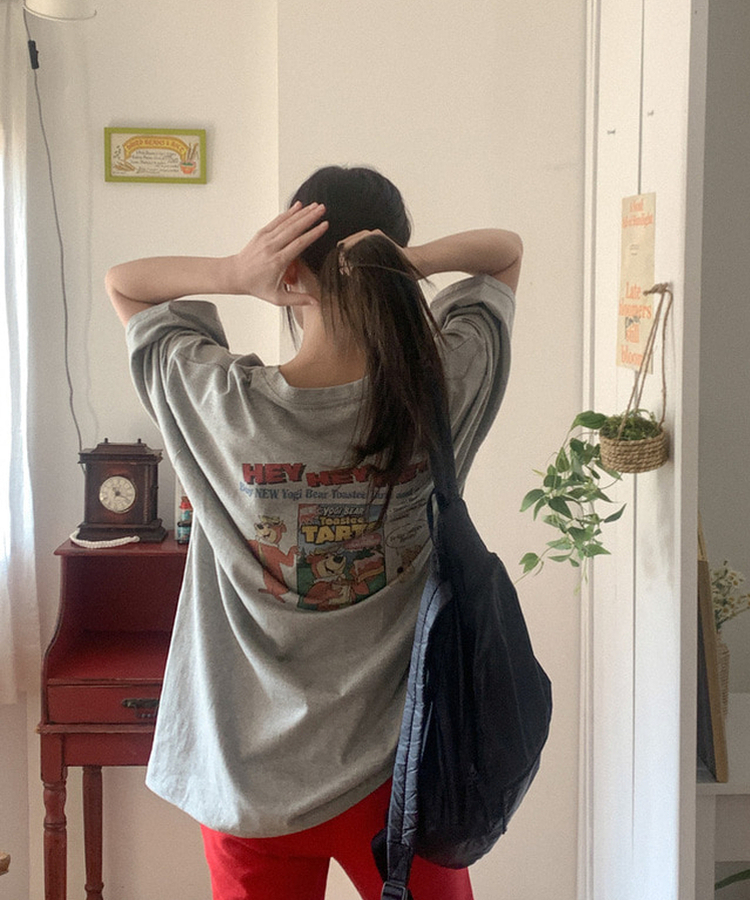 コットンプリンティング半袖Tシャツ GREY