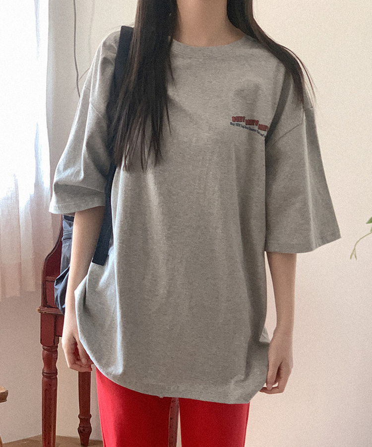 コットンプリンティング半袖Tシャツ GREY