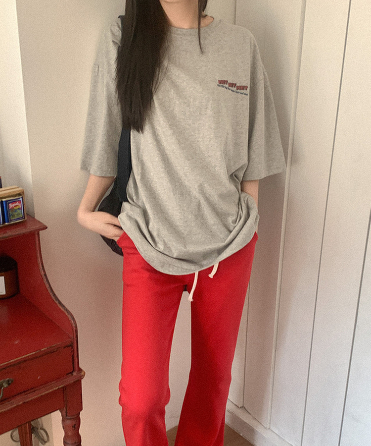 コットンプリンティング半袖Tシャツ GREY