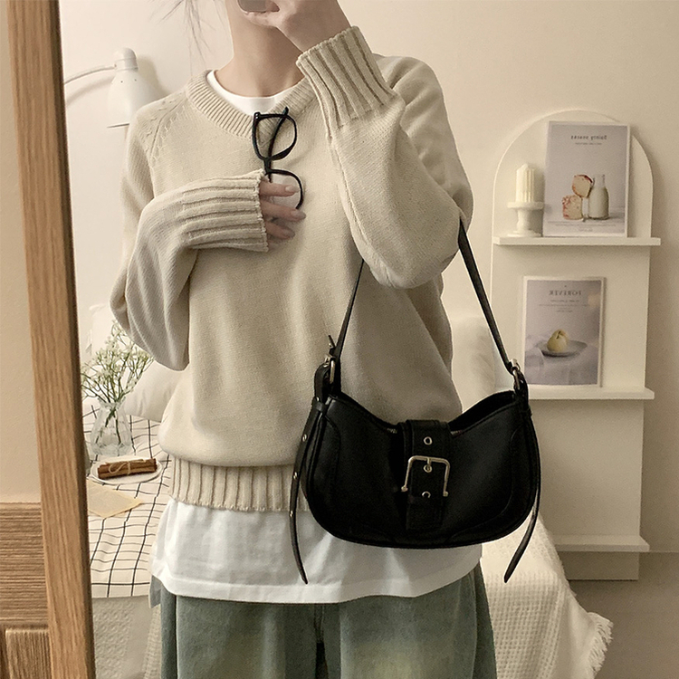 デイリーVネックルーズ無地ニット(7color) DEEP BEIGE