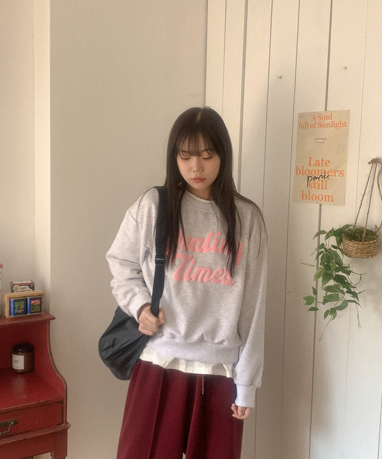 レタリングトレーナー(5color) MELANGE WHITE