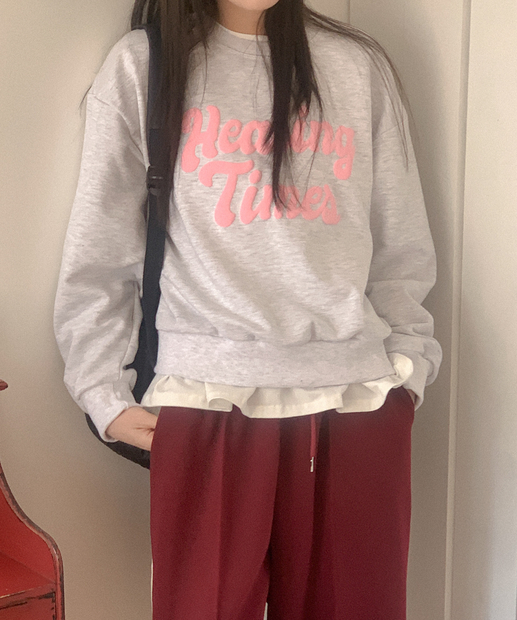 レタリングトレーナー(5color) MELANGE WHITE