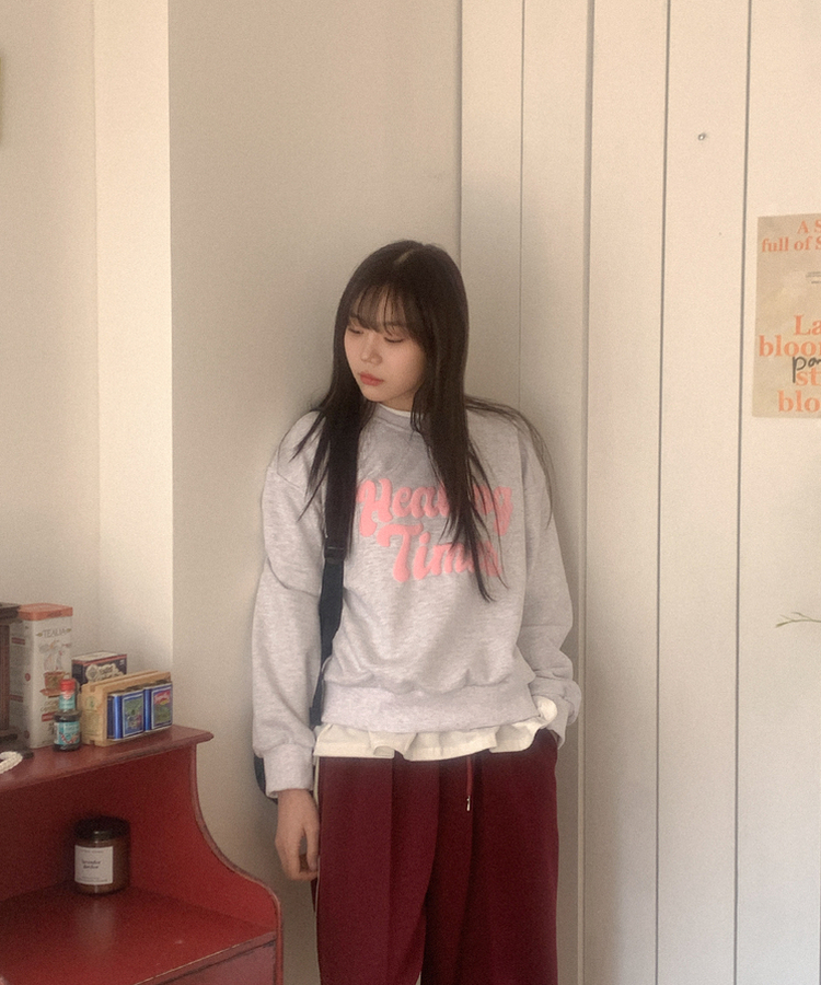 レタリングトレーナー(5color) MELANGE WHITE