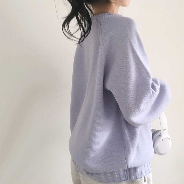 デイリーVネックルーズニット(10color) PURPLE