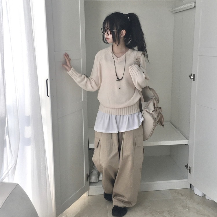 Vネックルーズフィットニット(7color) IVORY