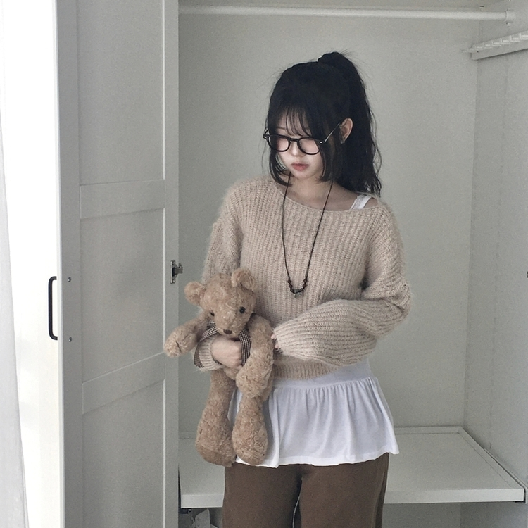 ワンオフショルダーニット(5color) BEIGE