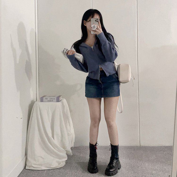 Hラインミニデニムスカート BLUE